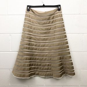 ECCOCI Fit and Flare Tan And Mesh Skirt